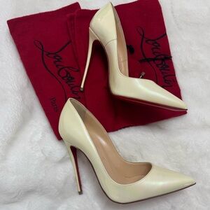 Christian Louboutin So Kate 120mm white patent AB iridescent pearl - size 35.5